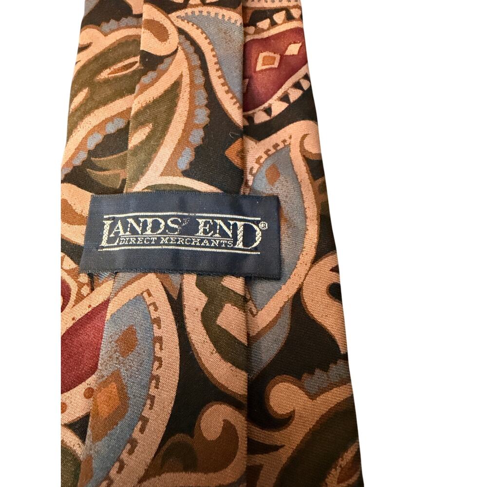 Lands End Silk Tie Paisley Necktie USA Vintage Multicolor Classic - Picture 7 of 10